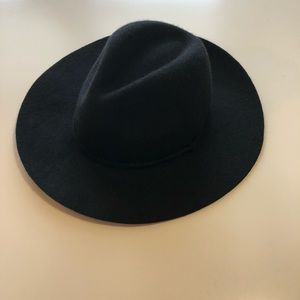 J Crew black wool wide brim hat